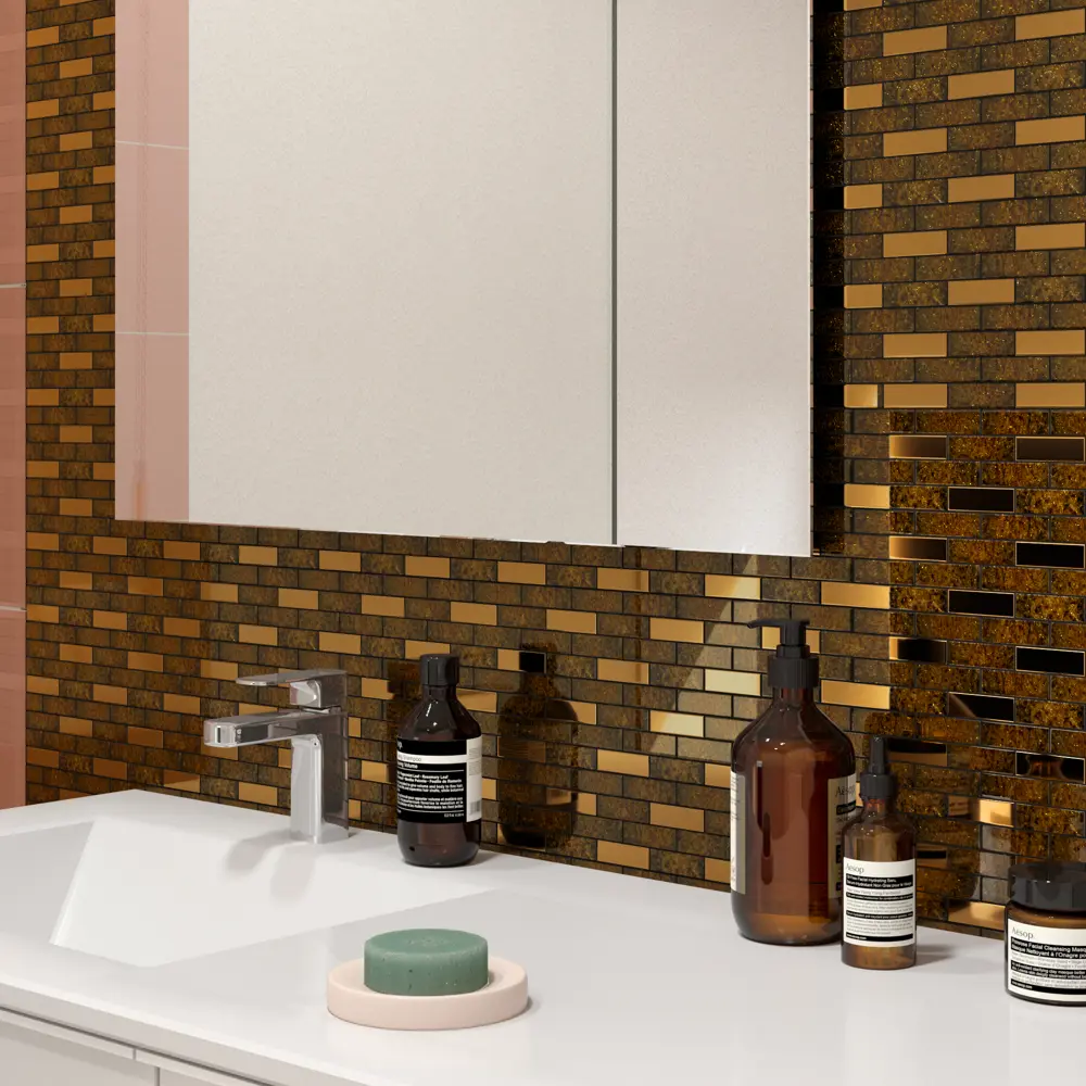 Мозаика стеклянная Artens 30x30 см цвет бежевый Металл STLM-2097659 - Вид №6