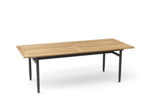 Прямоугольный обеденный стол из алюминия и дерева