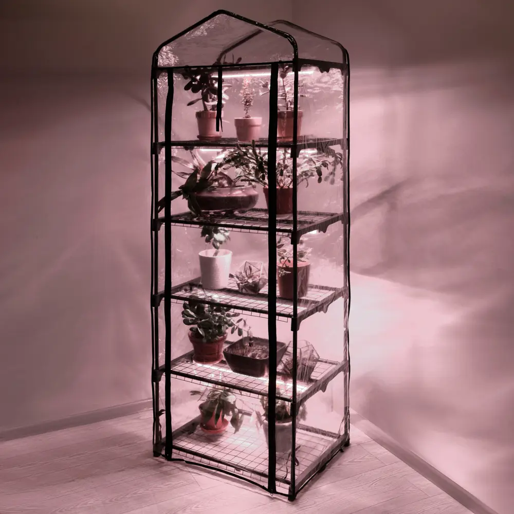 Теплица со светом Fito-House-5 CO 5 ярусов 49x69x193 см Santreyd STLM-2049293 - Вид №3