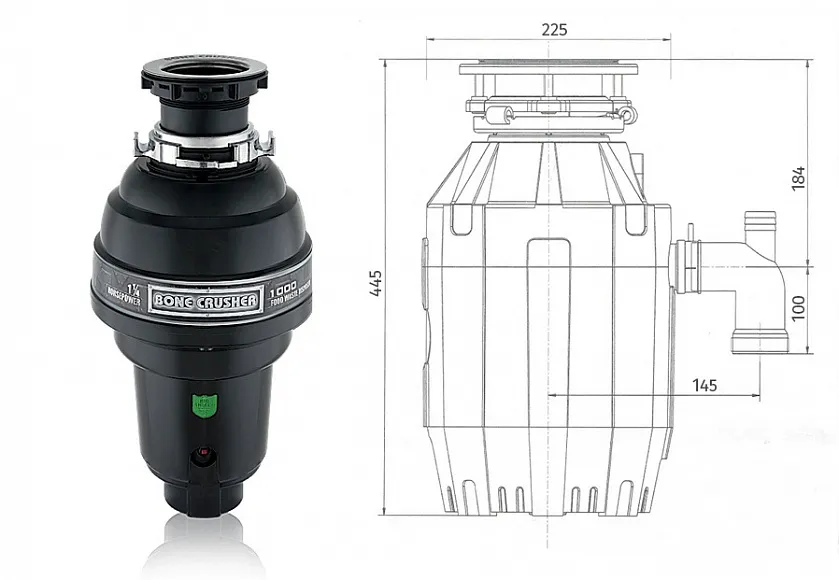 Измельчитель пищевых отходов полупромышленный BoneCrusher 1000 BC1000-AS - Вид №1