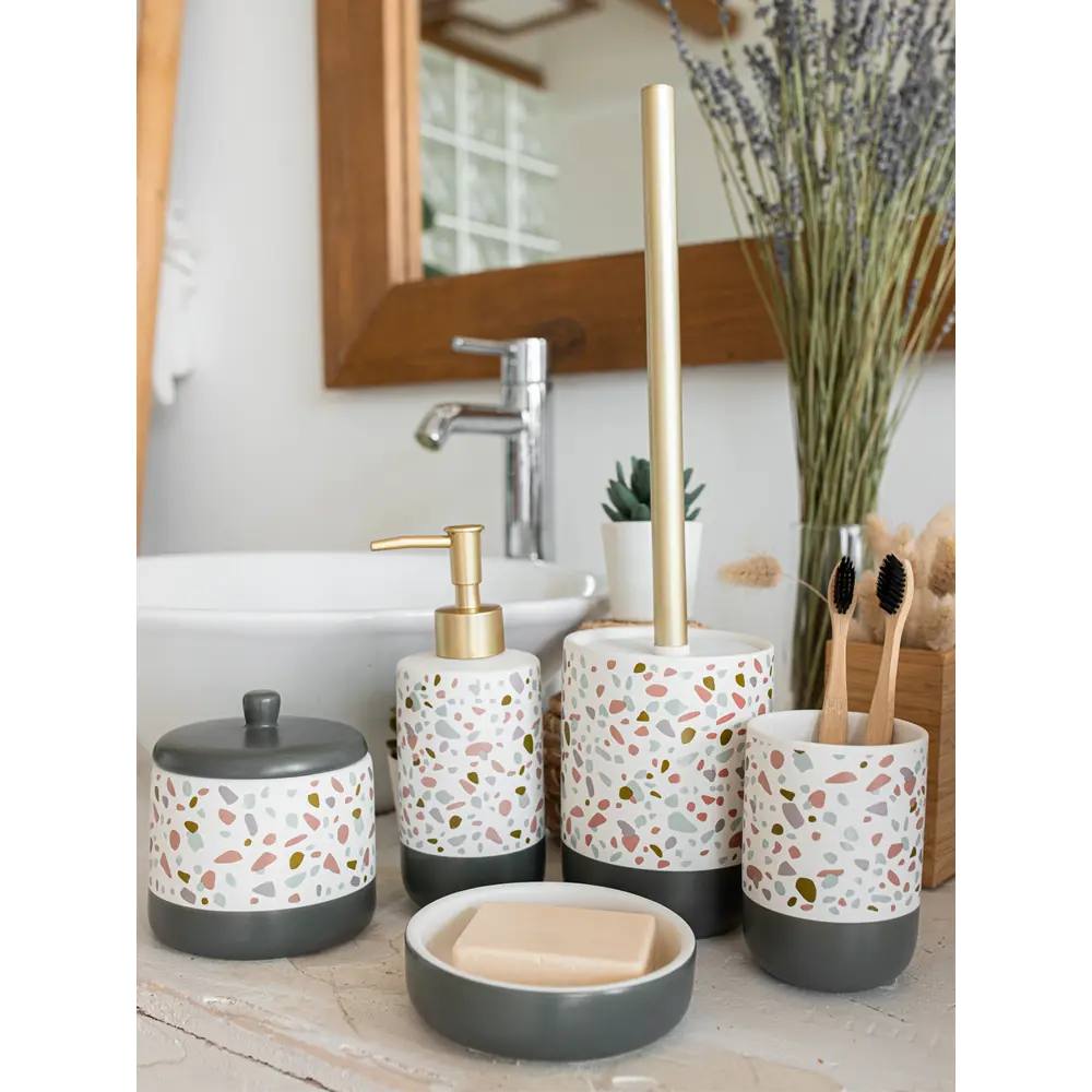Стакан для зубных щёток Proffi Home Terrazzo керамика STLM-2191336 - Вид №3