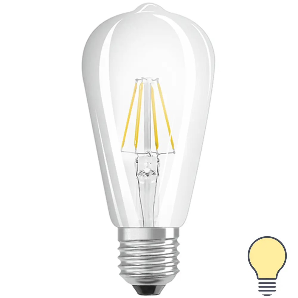 Лампа светодиодная Osram филаментная E27 220-240 В 4.5 Вт/825 Edison 470 Лм STLM-2190388