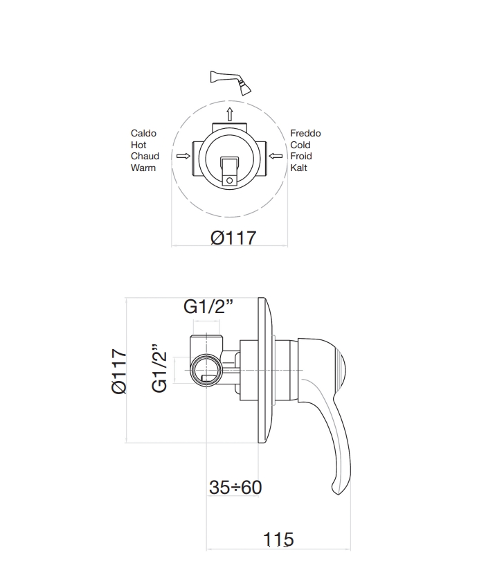 47CO5130 Смеситель для душа , хром-золото Fiore JAFAR  - Вид №2