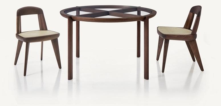 BassamFellows Круглый стол из дерева и стекла Spoke Cb-323/cb-324/cb-325 - Вид №2