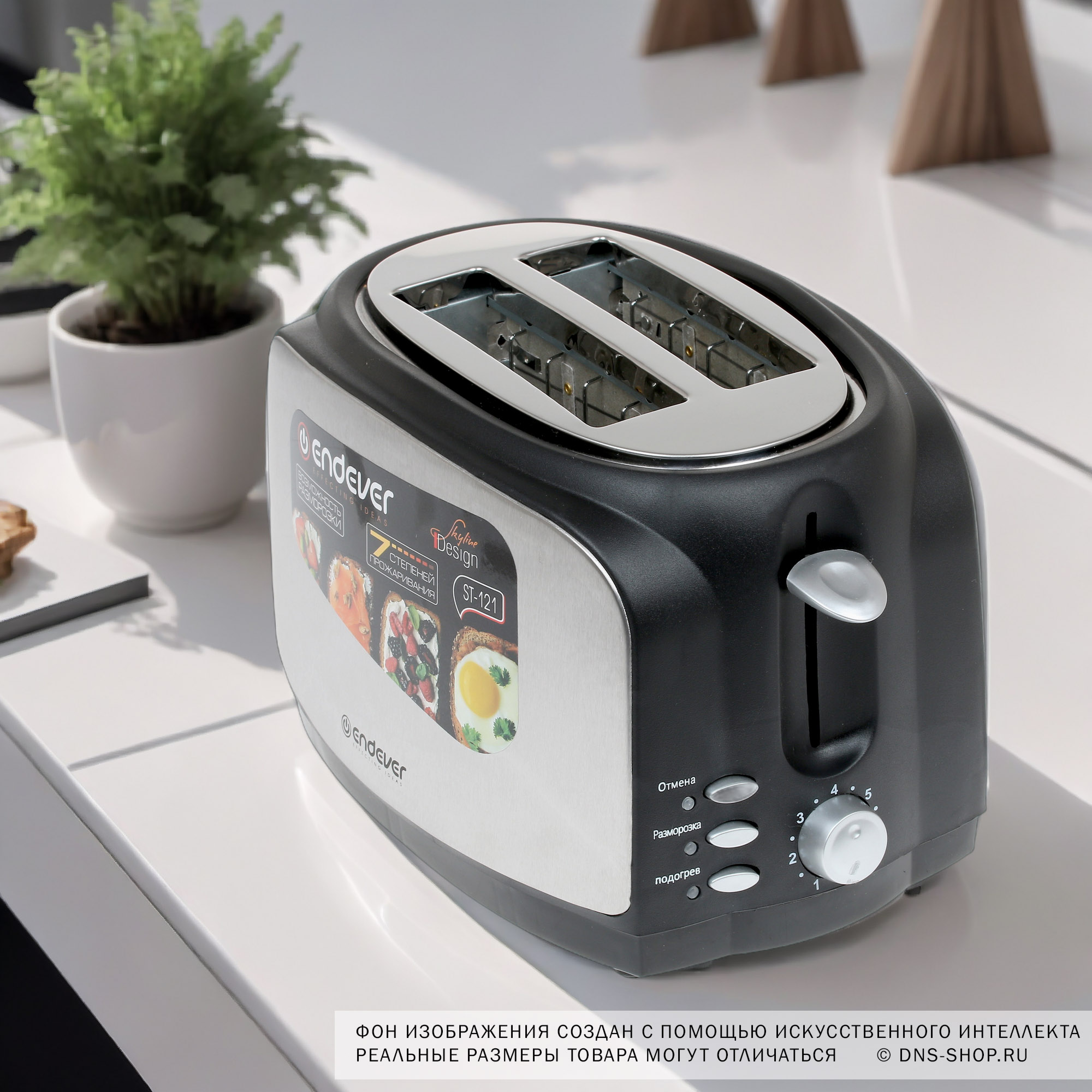 1194206 Тостер Endever Skyline ST-121 серебристый STDN-0009734 - Вид №8