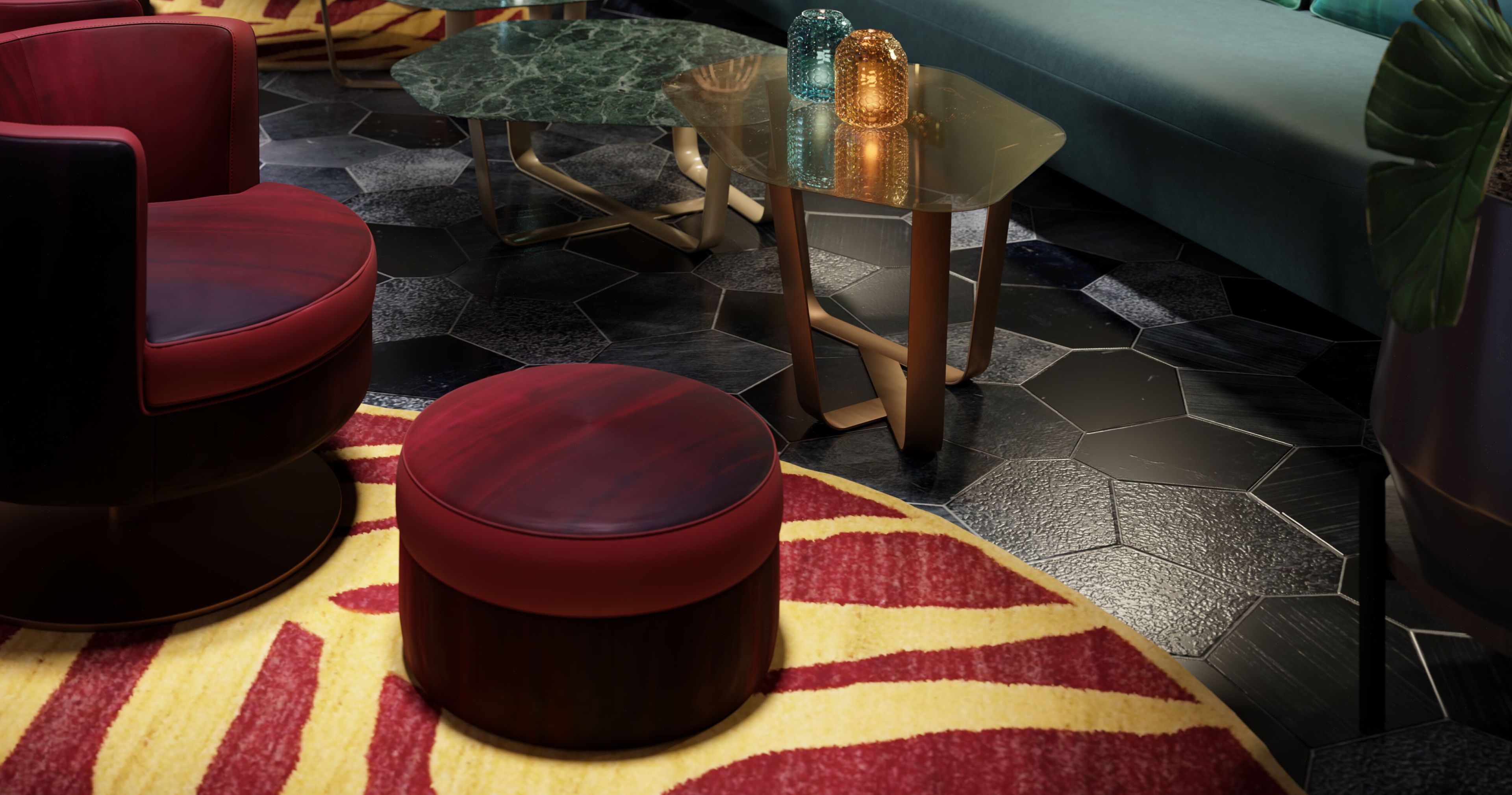 Круглый кожаный пуф Borzalino фрисби ARCH-00067212 - Вид №1