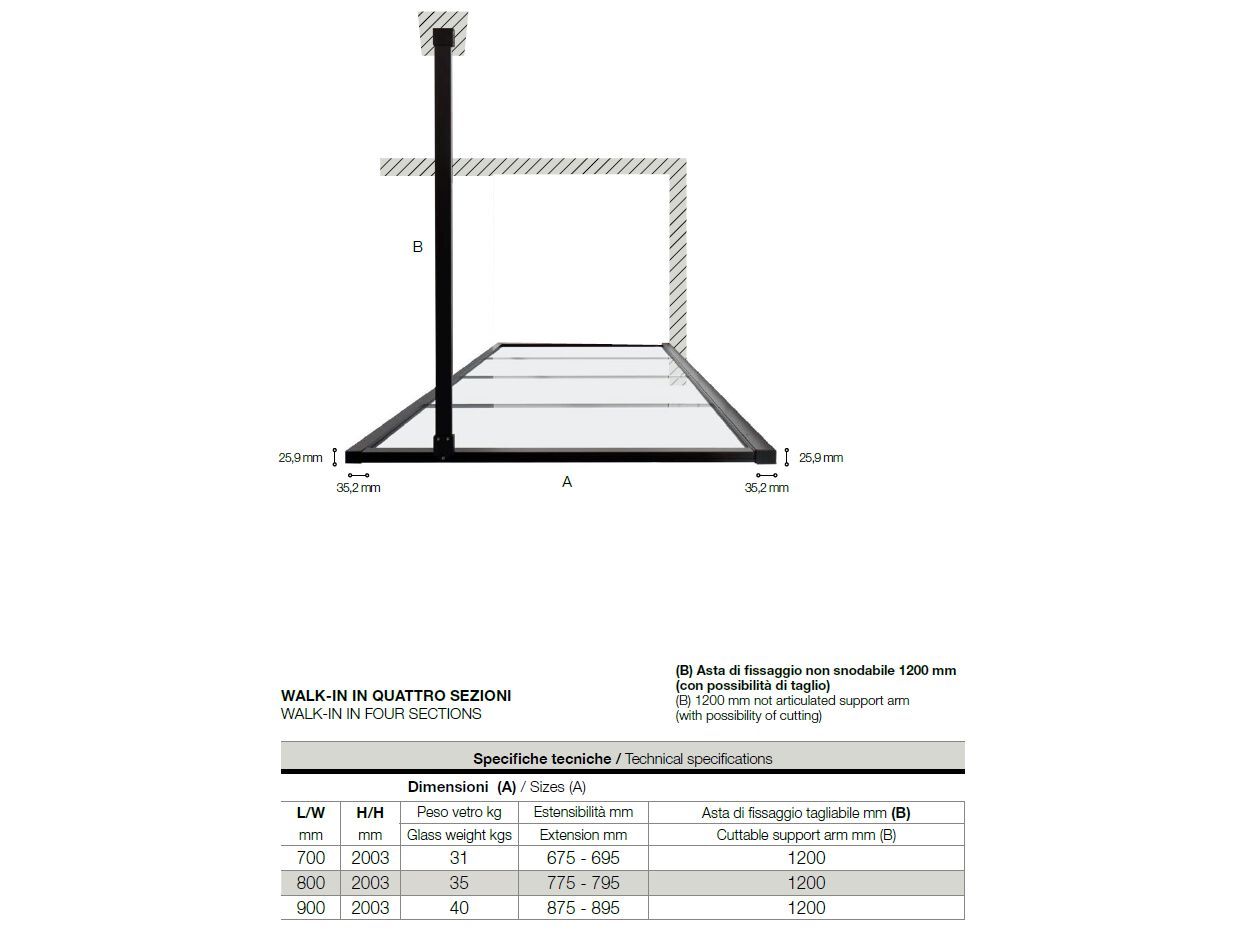 Алюминиевый и стеклянный душ TAMANACO 8PAR53W ARCH-00037009 - Вид №7