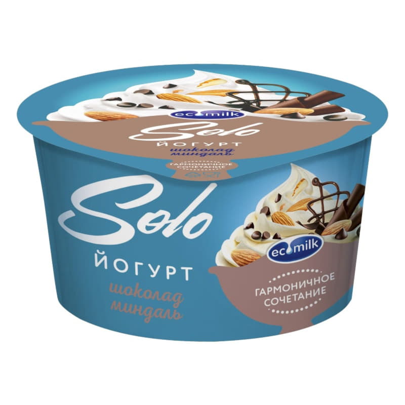 Йогурт с шоколадом и миндалем 5% Экомилк Solo 130 г БЗМЖ Santreyd 21139 - Вид №1