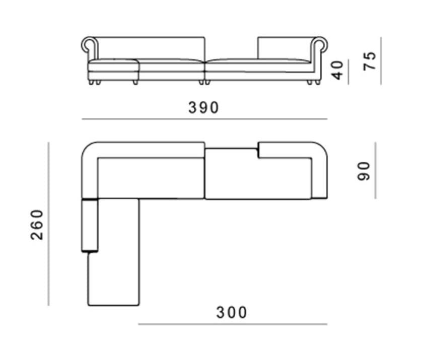 Бархатный диван с полуостровом GHIDINI1961 Портофино ARCH-00151174 - Вид №5