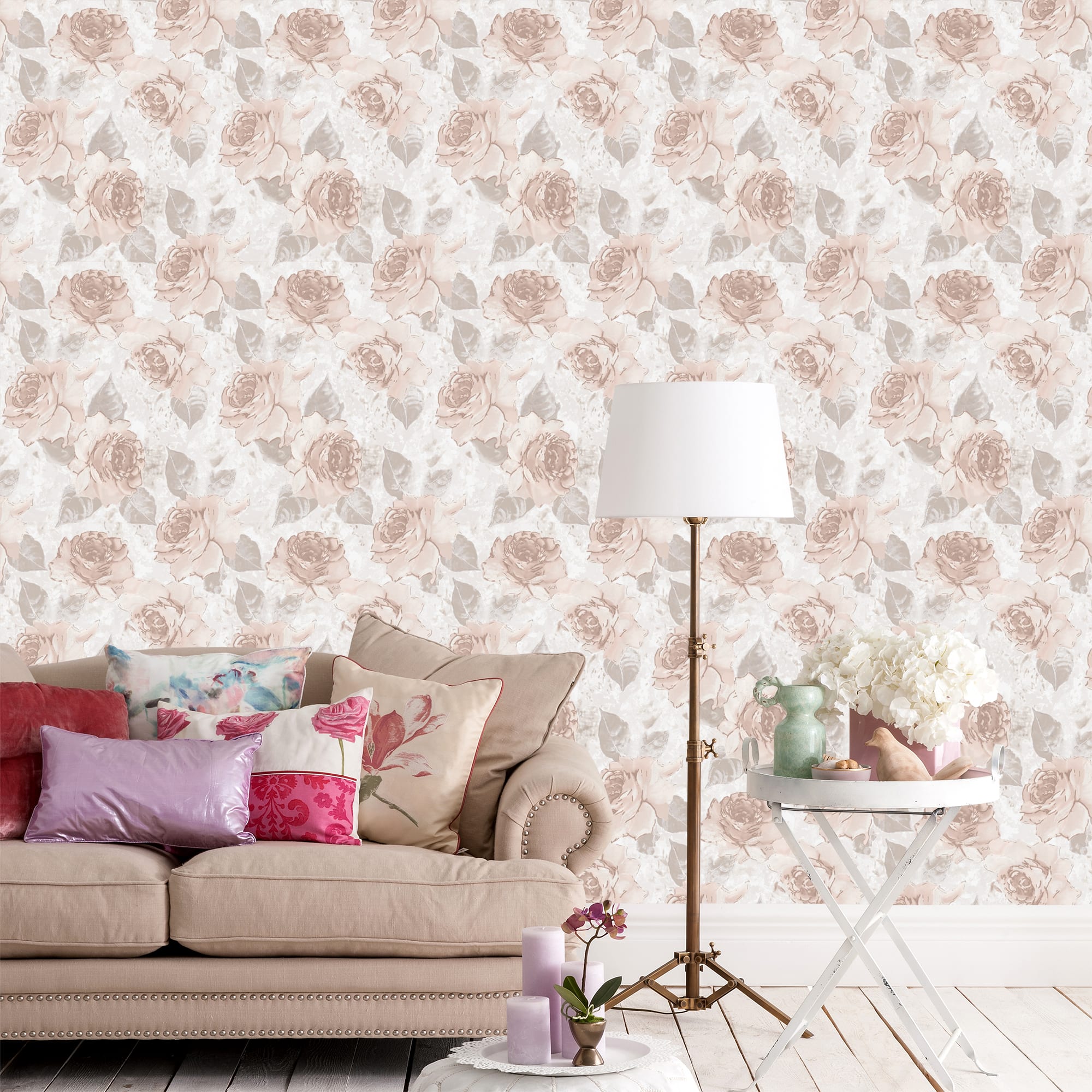 82134655 Обои флизелиновые розовые 0.53 м 70105-450 Розы Santreyd  - Вид №2