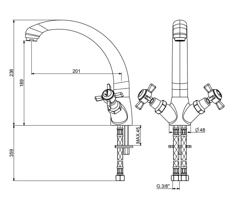 Смеситель для кухни с поворотным изливом GATTONI ретро ARCH-00032268 - Вид №2