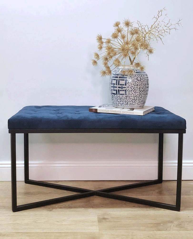 Банкетка "Сапфир" на черном основании FOR MISS ДИЗАЙНЕРСКИЕ 263975 Черный;синий  - Вид №1