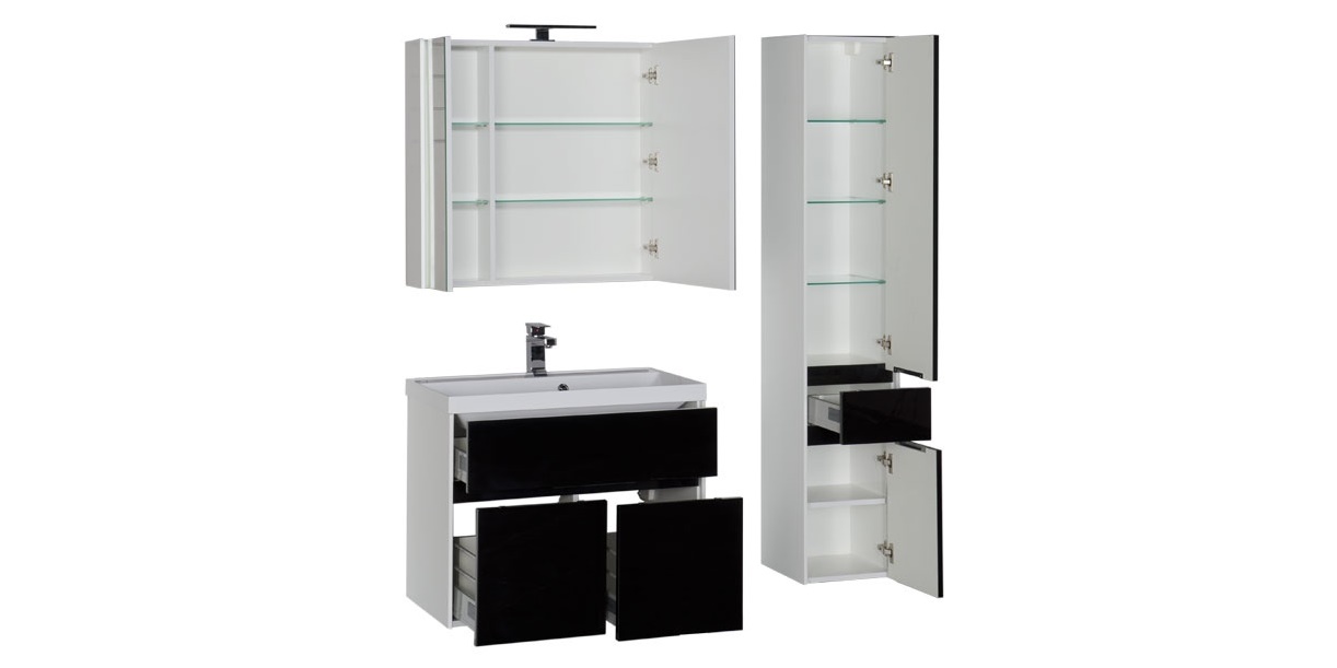 Комплект мебели Aquanet Латина 80 черный 00181086 - Вид №2