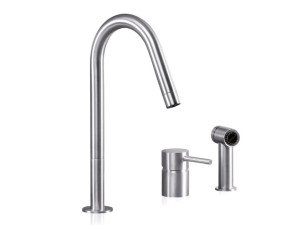 Смеситель для кухни с 2 отверстиями из нержавеющей стали со съемным ручным душем