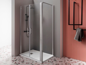 Алюминиевая и стеклянная угловая душевая кабина с распашной дверью