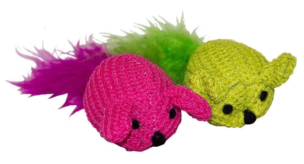 ПР0041480 Игрушка для кошек Набор Мышки с пером (2 шт. уп) CHOMPER 