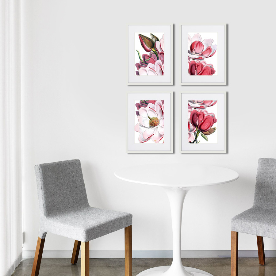 Картина в раме 42х32 см Himalaya Plants Pink-Flower on white III, 1869г. КАРТИНЫ В КВАРТИРУ  264653 Белый;розовый;разноцветный  - Вид №2