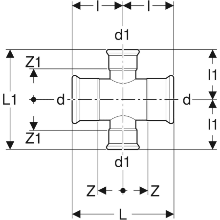 21123 Крестовина двухплоскостная редукционная Geberit Mapress из углеродистой стали Geberit  - Вид №2