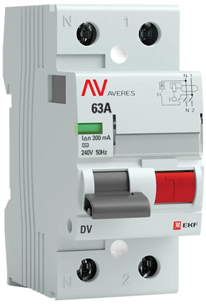 УЗО EKF Averes DV 2P - защита от токов утечки 300 мА 84579898