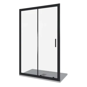 Душевая дверь Makiato 110x190см раздвижная профиль черный стекло прозрачное 5мм