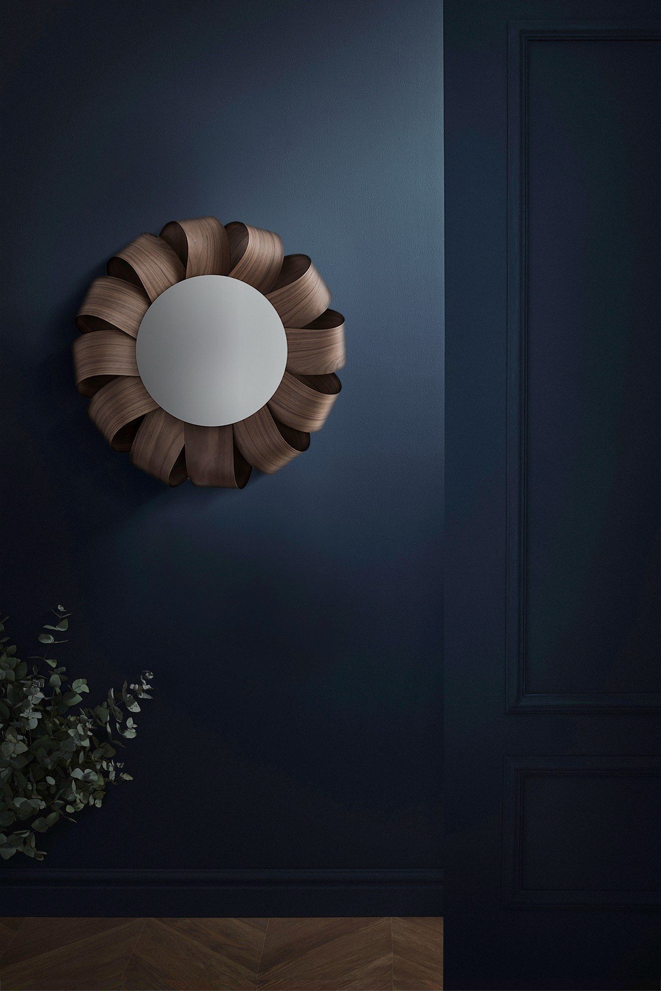 Настенное круглое зеркало из орехового дерева NOMON BRISA ARCH-00053757 - Вид №5