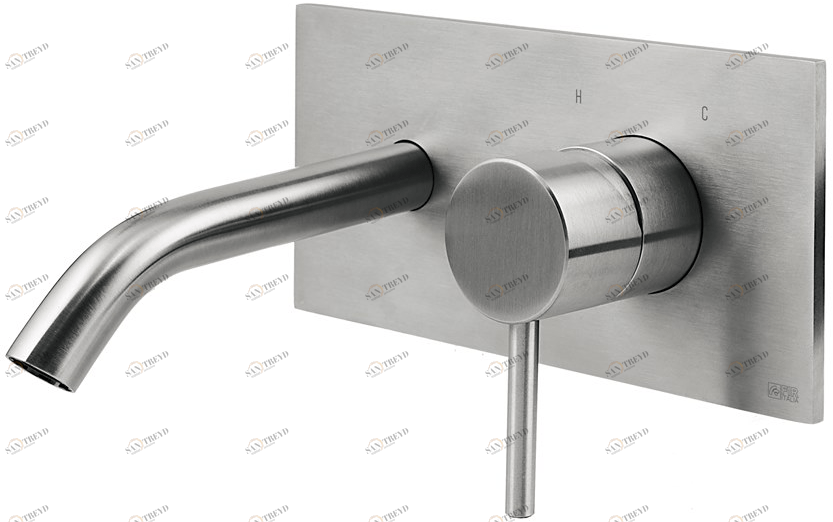 Fir Italia Смеситель для умывальника из нержавеющей стали настенный с тарелкой Cleosteel 48 4810108