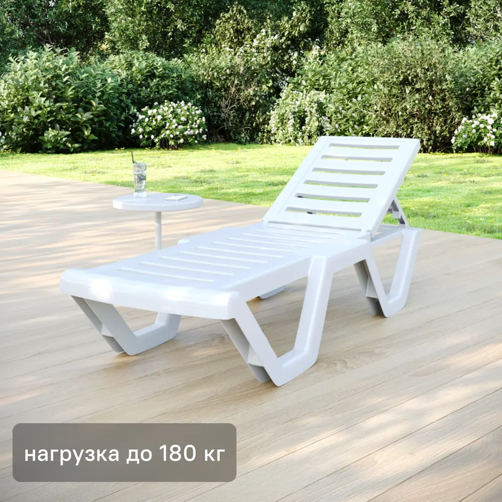 Шезлонг Атлант 186x63x32 см пластик белый Santreyd STLM-2089380