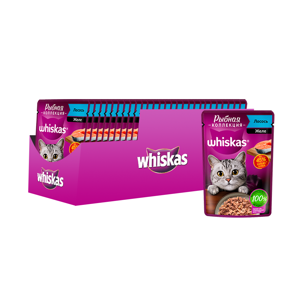 ПР0059384*28 Корм для кошек Meaty лосось пауч 75г (упаковка - 28 шт) WHISKAS 