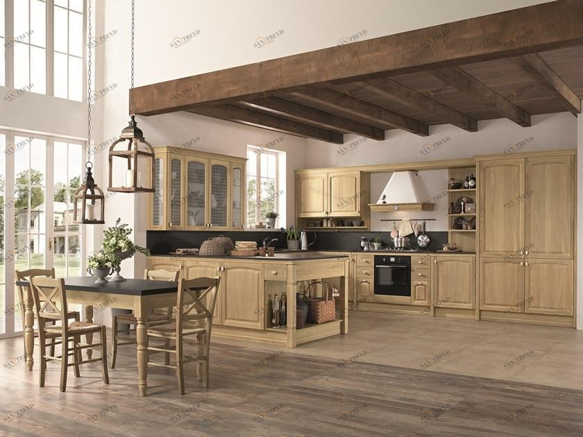 Febal Casa Деревянная кухня с ручками с полуостровом sun-id-1448787