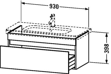 DS638205252 Тумбочка подвесная DuraStyle #DS6382 930 x 448 мм Европейский дуб, декор Duravit - Вид №1