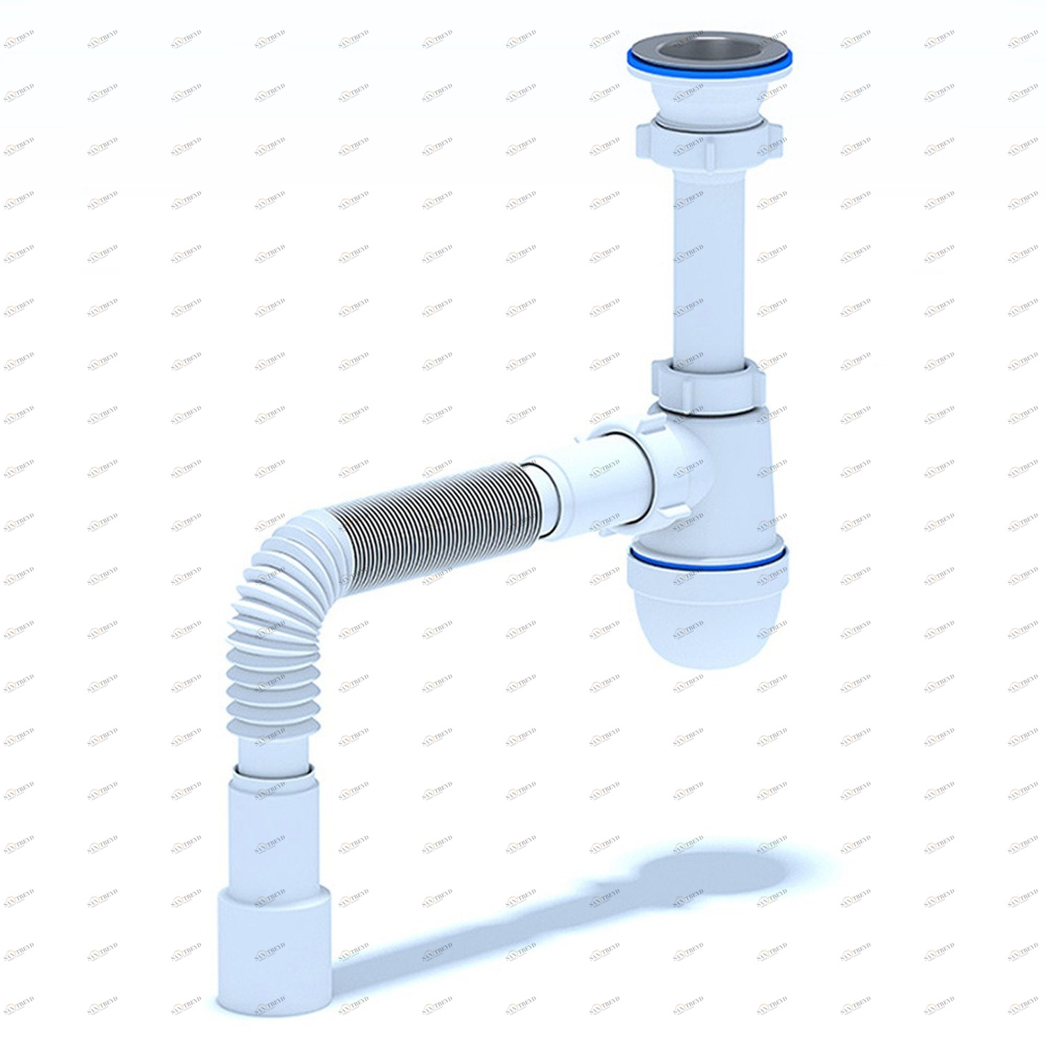 Сифон АНИ для кухонной мойки 1 1/2"х40 с гибкой трубой 40х40мм А0105 АНИ пласт 7217