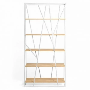 Стеллаж металлический белый, светлый дуб Powell white INTELLIGENT DESIGN  260753 Белый