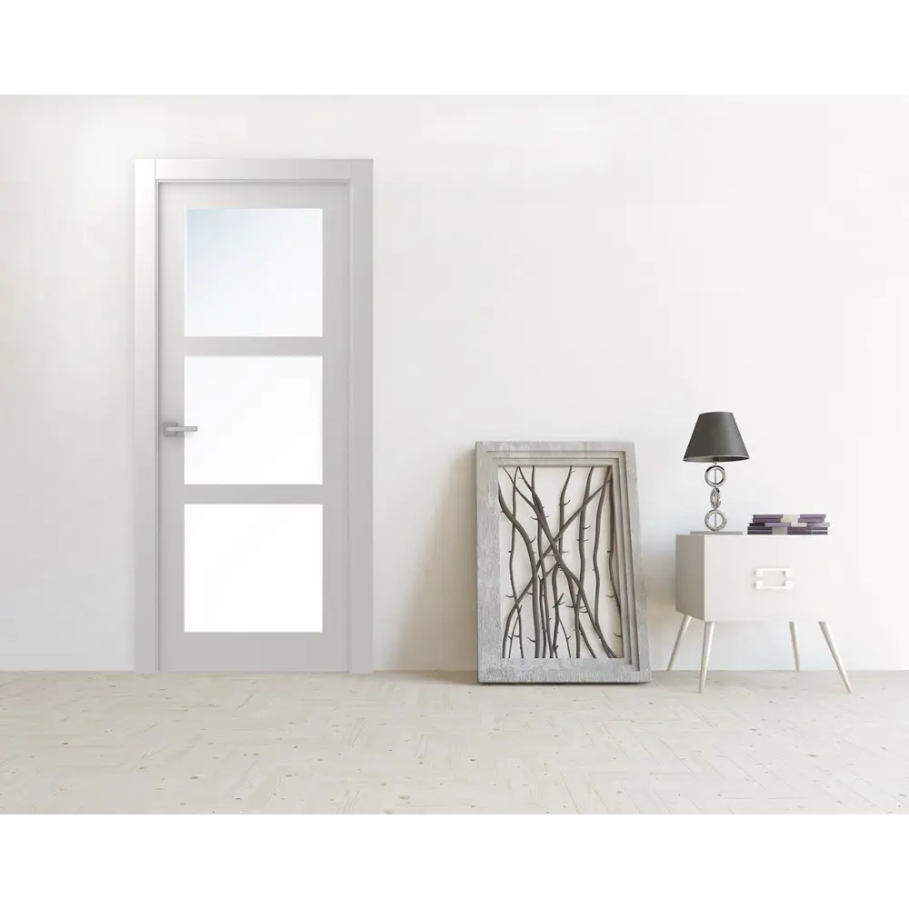 Дверь межкомнатная со стеклом Британия 80x200 см эмаль белый с замком BELWOODDOORS STLM-2054891 - Вид №4