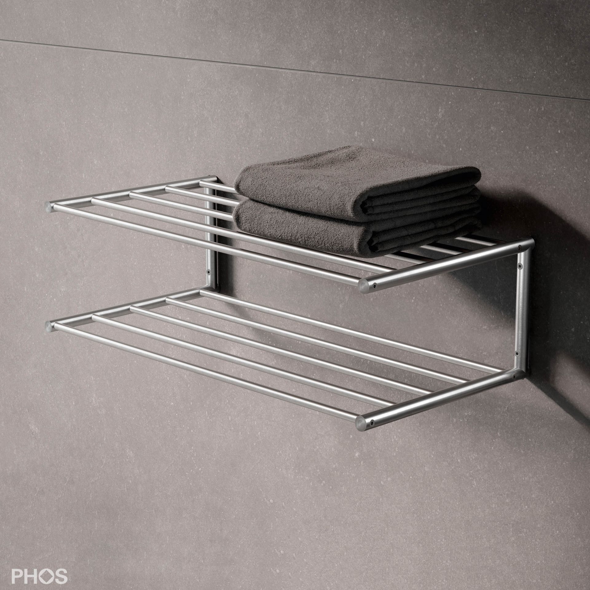 SR700-2W-B Полотенцесушитель настенный, 1 секция, 2 уровня - ширина 70 см PHOS 