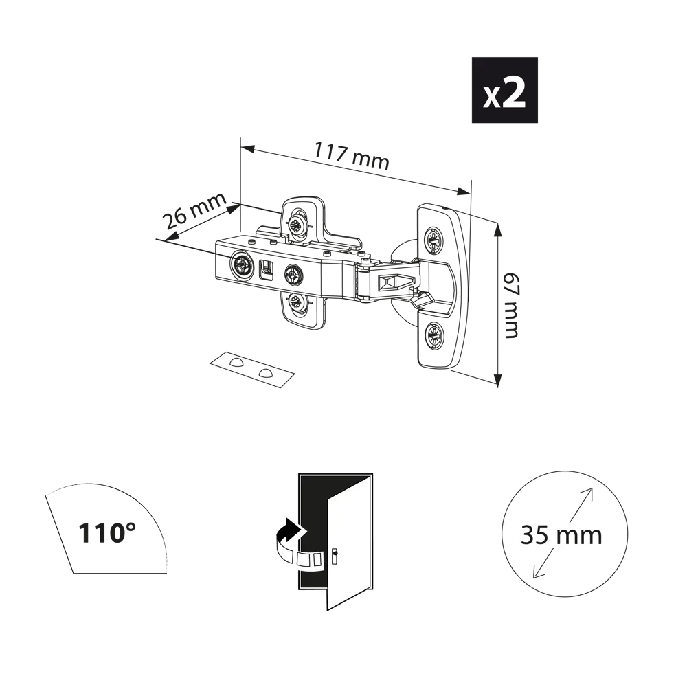 Петли STANDERS с демпфером 110° для кухонных фасадов, 2 шт 80129468 STLM-0013768 - Вид №4