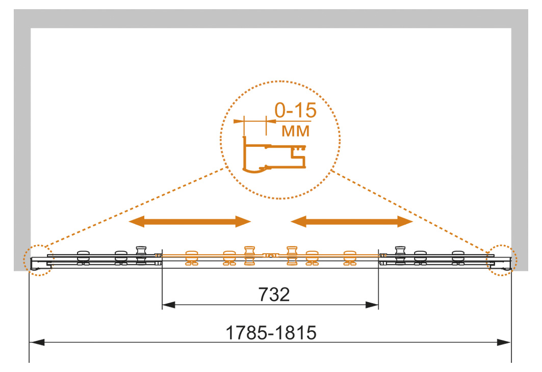 Душевая дверь в нишу CEZARES PRATICO-BF-2-180-C-Cr - Вид №7