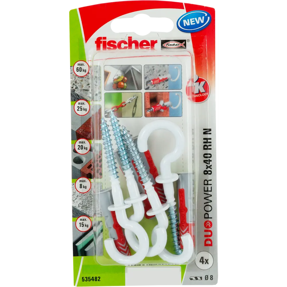 Дюбель универсальный DuoPower 8x40 мм, крюк-полукольцо, цвет белый, 4 шт FISCHER STLM-2189995 - Вид №2