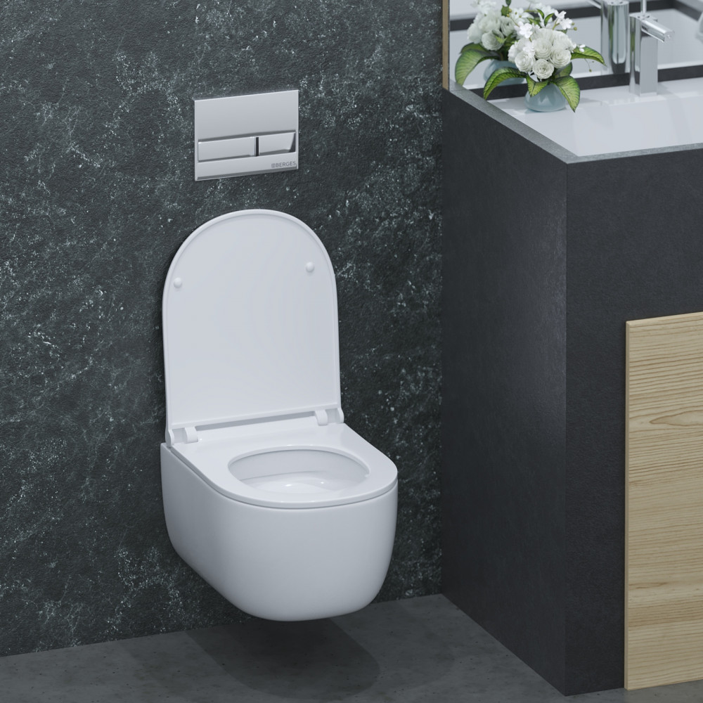 047213 Подвесной унитаз настенный Хромированный BERGES  Турция  - Вид №2