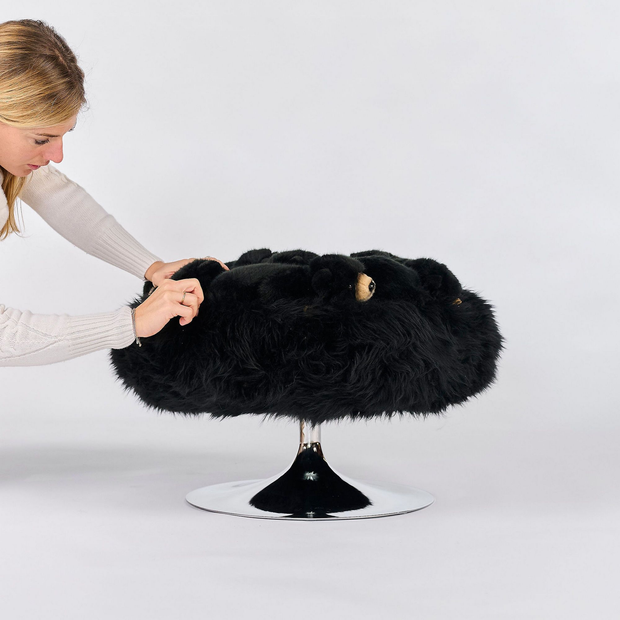 Полиэстер круглый пуф APCOLLECTION OURS NOIR ARCH-00026942