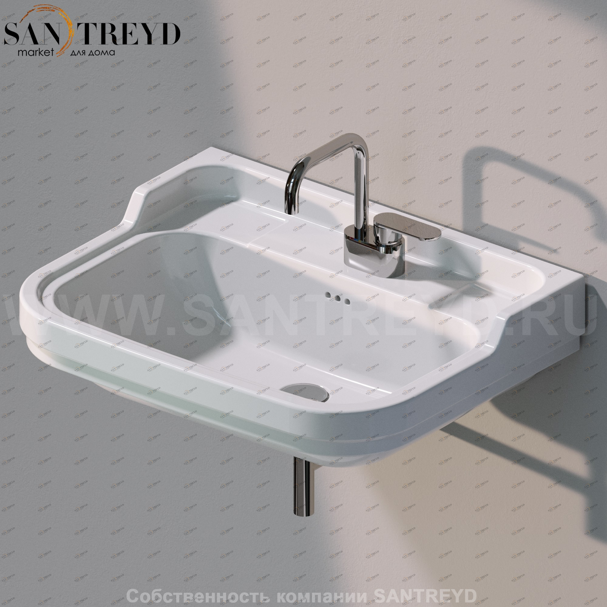 60069016 Подвесная раковина настенная прямоугольная Ceramica Flaminia Efi белая