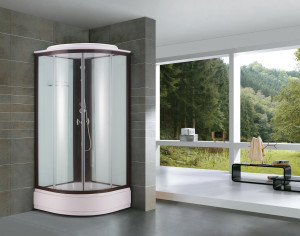 Душевая кабина NG- 6703-14 (800х800х2150) низкий поддон(26см) стекло ПРОЗРАЧНОЕ черные профиля