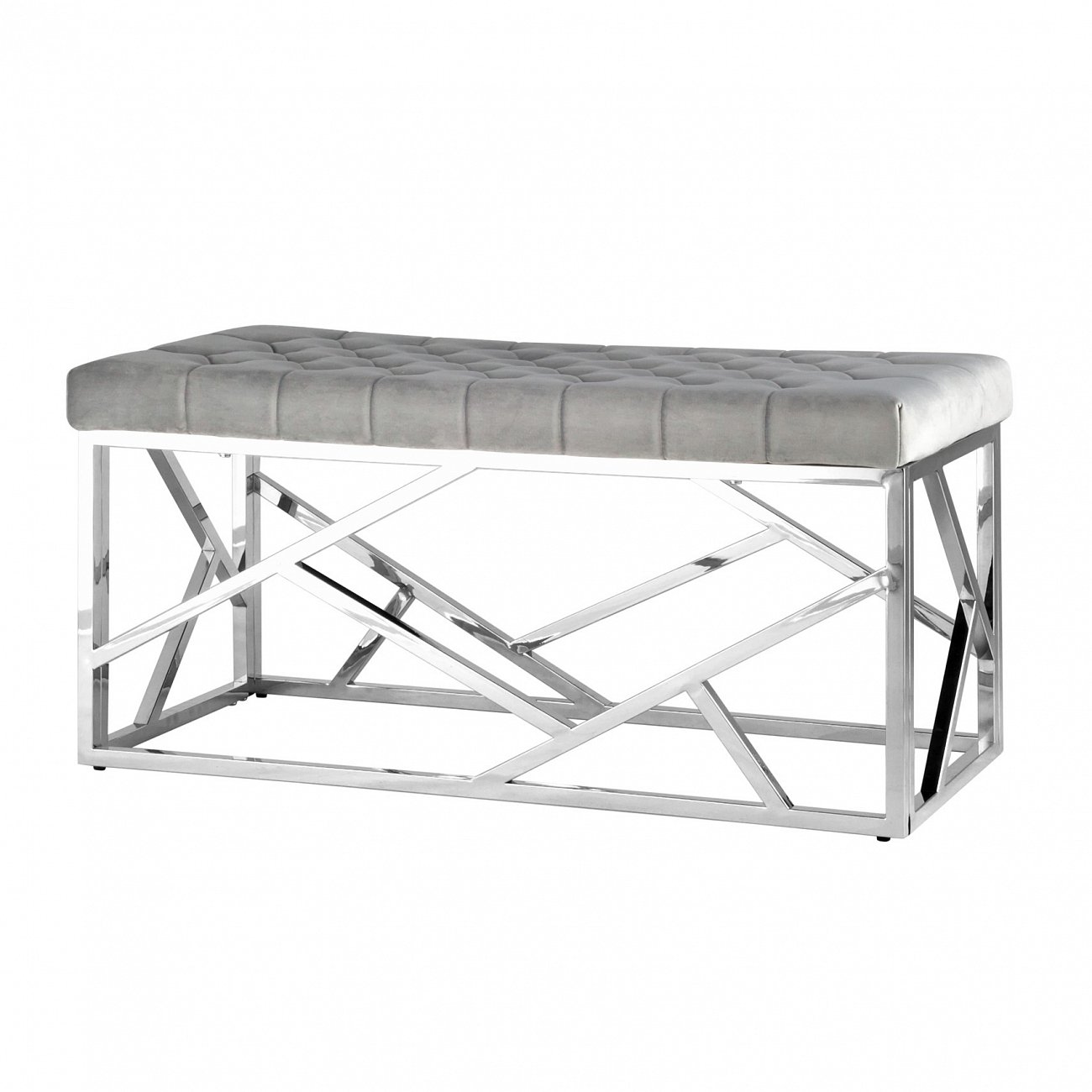 Банкетка-скамейка прямоугольная серая с серебром "Арт Деко" STOOL GROUP ДИЗАЙНЕРСКИЕ 00-3881874 Серебро;серый  - Вид №1