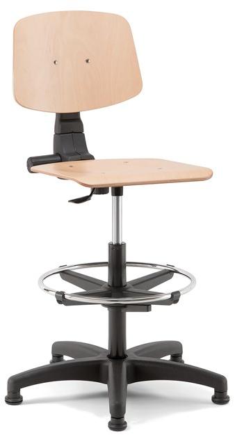 Linea Fabbrica Офисный табурет с 5 спицами из бука с подставкой для ног Woody sun-id-1363494 - Вид №1