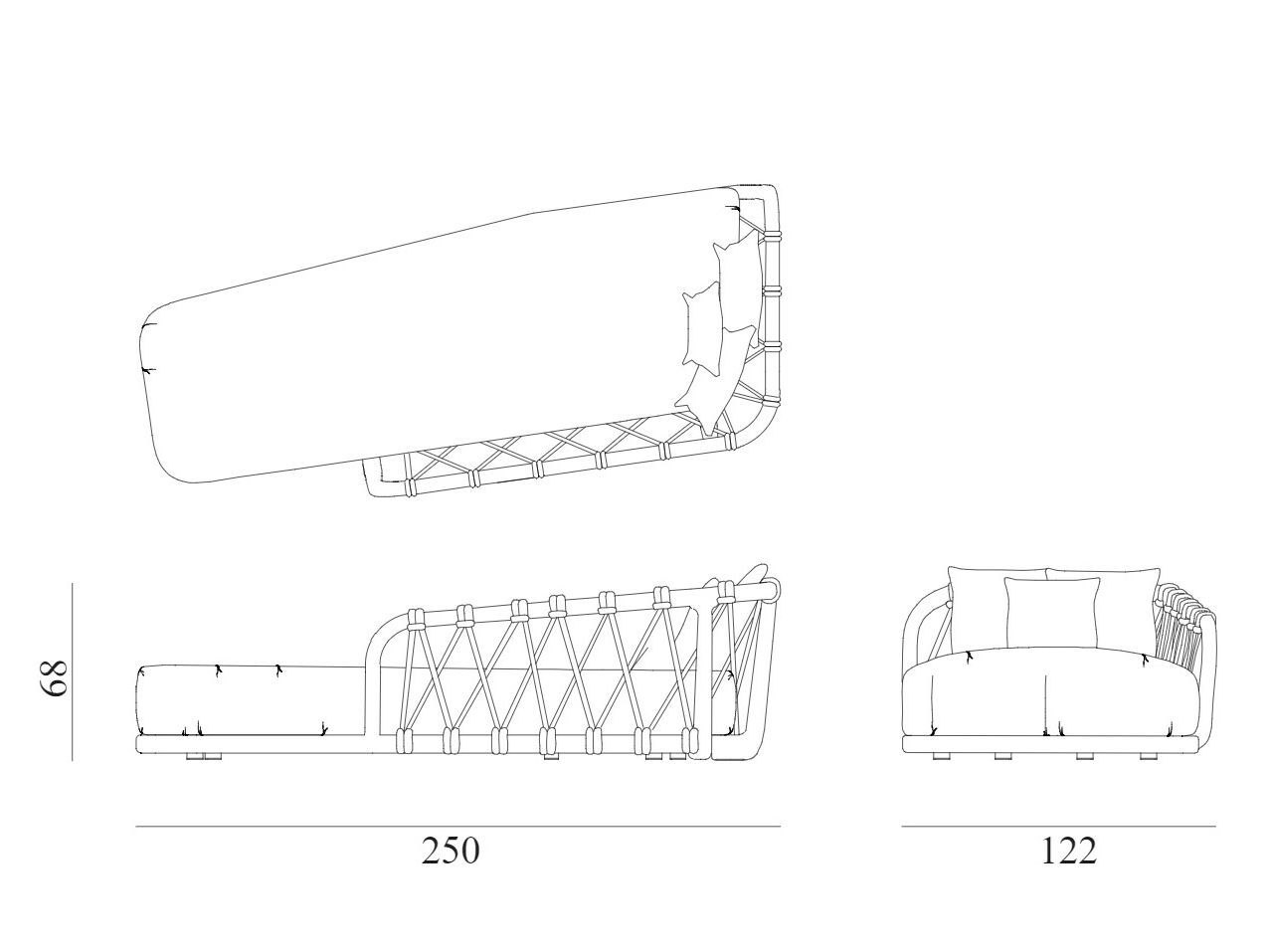Секционный садовый диван из красного дерева и ткани Exteta Sunset ARCH-00005227 - Вид №6