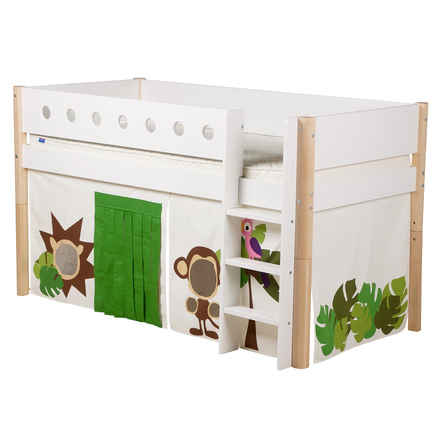 Кровать Flexa White с лестницей, 200 см, белая лакированная 801730995 - Вид №1