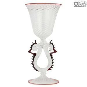 3779 ORIGINALMURANOGLASS Венецианский бокал c красной отделкой - муранское стекло OMG  см