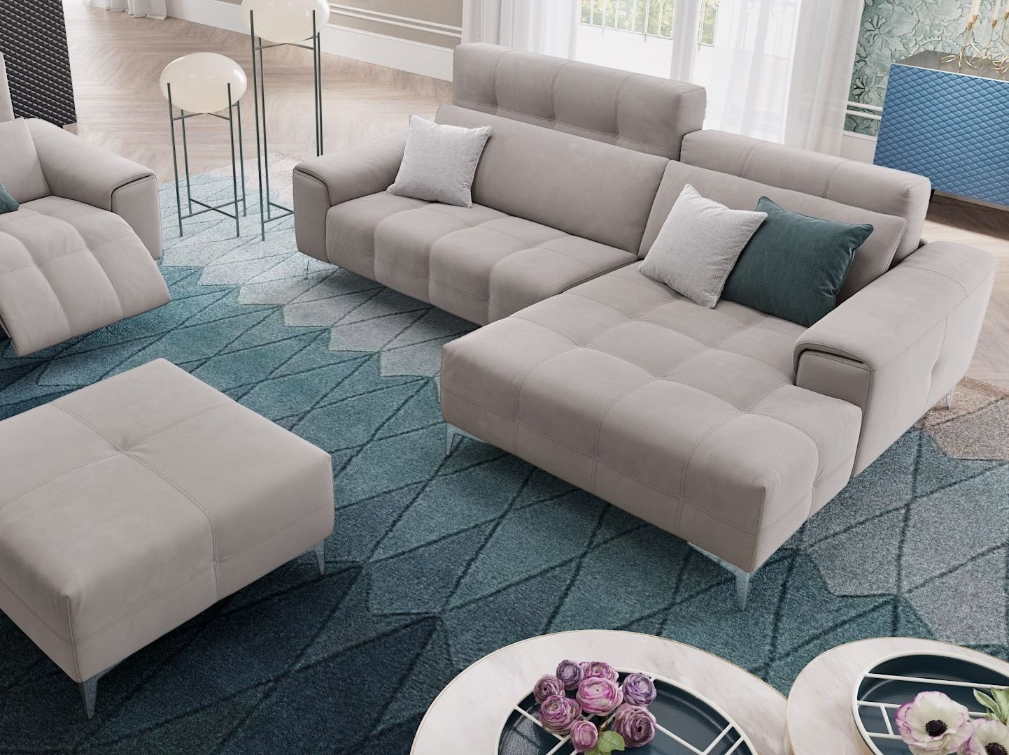 Тканевый диван с полуостровом Sofanella Саленто ARCH-00034169 - Вид №1