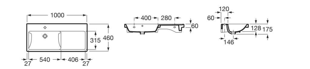 Фарфоровый подвесной прямоугольный умывальник Roca The Gap ARCH-00082132 - Вид №11