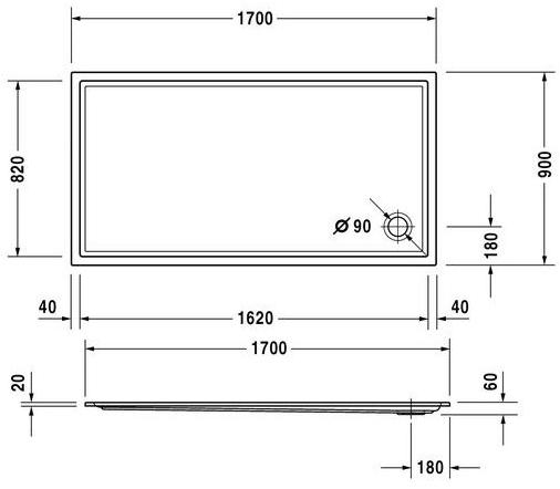 Duravit Поддон для душа прямоугольный из акрила Starck 720133 - Вид №1