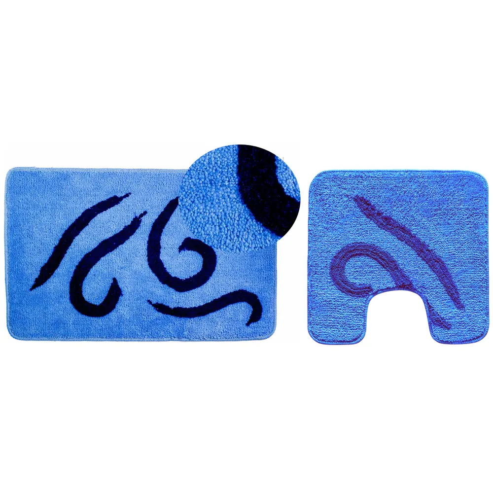 Коврик для ванной комнаты «Волна» 50х80 см цвет синий АКВАЛИНИЯ STLM-2135834 - Вид №1